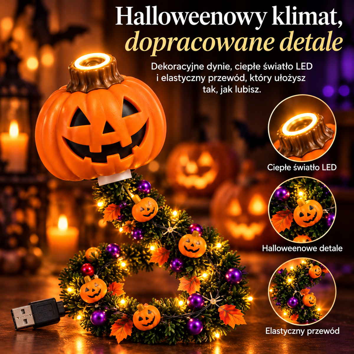 SpookyLight™ – Halloweenowy projektor LED w kształcie dyni 🎃✨